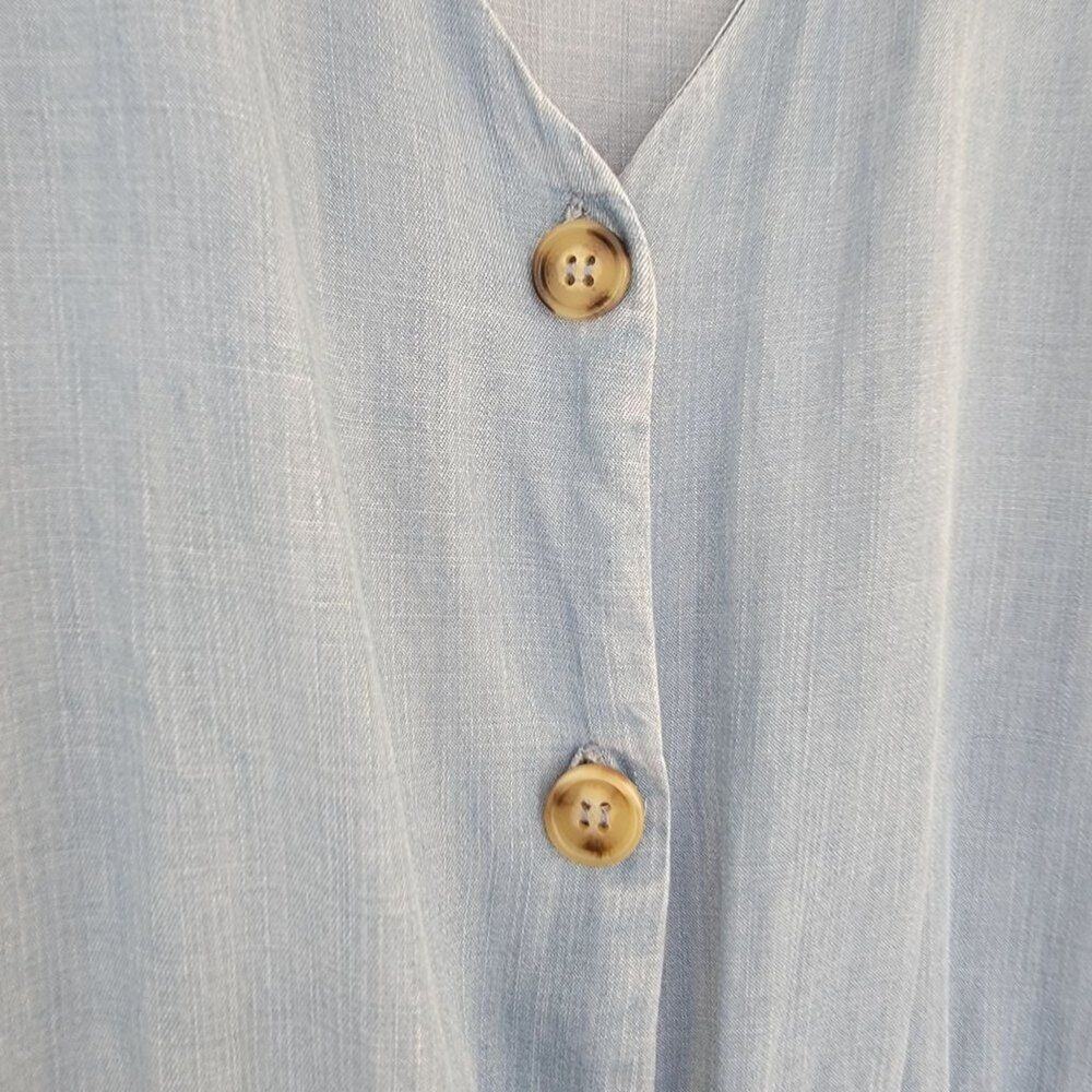 Saks Fifth Avenue Chambray Button Down Dress Womens Size M Light Blue Lyocell - Picture 3 of 10